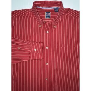 T Harris London Vintage Red Long Sleeve Stripe Button Down Shirt Men’s XL